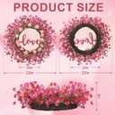 22 Inch Valentines Day Wreaths for Front Door, Pink Tulip Artificial Wreath with Berries & Green Leaves, Valentine Wreath Decor for Home Indoor Outdoor