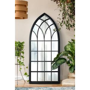 WAMIRRO Farmhouse Window Mirror,Arched Black Mantel Mirror,Cathedral Wall Mirrors with Window Pane for Entryway/Fireplace/Living Room/Hallway 20"X46"