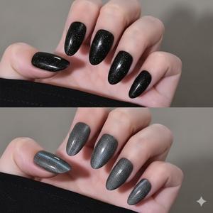 Press On Nails, Ethereal Glow in a Dewy Gray-to-White Gradient, Glossy Gel Finish Acrylic Nails Press Ons Short, Thick Natural Reusable Glue On Nails For Women, Dewy Grey