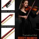 LMS Violin Bow Full Size 3/4 Brazilwood Violin Bows Lightweight Bow Well Balance Fiddle Bow Made with Ebony Frog Mongolian White Horse Hair for Violin Student Professional (3/4)
