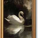 Gold Framed Vintage Wall Art for Room Decor Moody Swan Wall Decor Gothic Swan Animal Canvas Prints Painting for Living Kitchen Bathroom Bedroom Desktop Artwork 16x24 Inch