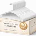 50 Pack Plastic Hangers, Space Saving Closet Hangers with Non-Slip Notches, Durable Slim Hangers for Shirts, Dresses, Jackets, Pants
