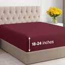 Extra Deep Queen Fitted Sheet - Hotel Luxury Single Fitted Sheet Only - Easily Fits 18 inch to 24 inch Mattress - Ultra Soft, Wrinkle & Fade Free w/Extra Deep Pockets - Breathable & Comfy - Burgundy