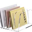 YUXUN Desk File Organizer,4-Section Clear Acrylic Desk Organizer,Vertical File Sorter Holder Organization for Office School & Classroom