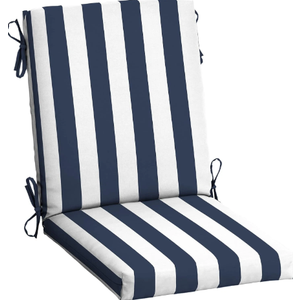 Outdoor Dining Chair Cushion, 20 in x 20 in, Weather-Proof, Rain-Proof, Fade Resistant Patio Cushion for Patio, Dining, or Rocking Chairs 20 x 20, Blue Cabana Stripe