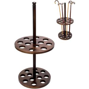 Walking Cane Holder Stand Wood Walking Stick Display Stand 12 Slot Cane Rack Display Stands Double Layer for Entryway