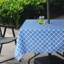 Melaluxe Spring/Summer Wrinkle-Free Waterproof Outdoor Tablecloth with Umbrella Hole and Zipper, 60-Inch-by-84 Rectangle