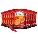 Pure Protein Franks Red Hot Popped Crisps Spicy Protein Snack 12g Plant Based Protein, Gluten Free, Non GMO, Vegan, Air Popped & Puffed Crisps Healthy Protein Snacks 12 Pack (EXP 08/18/26)