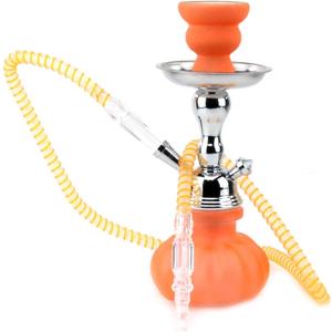 GStar 11" Premium 1 Hose Hookah Complete Set - Mini Pumpkin Hookah Glass Vase (Bright Orange)
