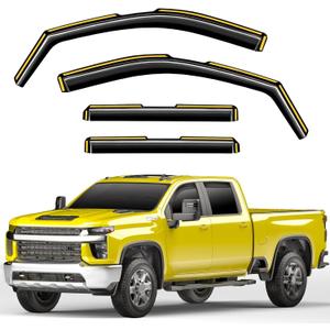 in-Channel Window Rain Guards Fit for Truck Chevy Silverado/GMC Sierra 2500HD/3500HD 2020-2025 Crew Cab, Extra Durable Window Deflectors Vent Visors Shades Exterior Car Accessories
