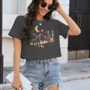 Binshre Womens Short Sleeve Crops Tops Summer Graphic Tees Crew Neck Cropped T Shirts Casual Loose Fit Blouse (S)