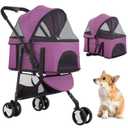 FDW | 3-Wheel Foldable Pet Stroller | Purple | Lightweight & Portable