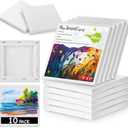 10PCS Mini Canvases for Painting  5 x 5 in Bulk Small Square Stretched Canvases, 2/5 in Thick Blank Canvas for Students, Art Supplies, School & Home Crafts