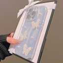 for iPhone 16 Pro Max Case Cute Bling for Women Girls, Luxury 3D Butterfly Design Shiny Glitter Rhinestone Pearl Camera Shockproof Protective Phone Case (Silver, iPhone 16 Pro Max)