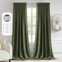 MIULEE Olive Green Back Tab Blackout Curtains 102 Inch Long 2 Panels Set for Bedroom, Rod Pocket/Pinch Pleated Thermal Insulated Living Room Darkening Light Blocking Floor to Ceiling Drapes