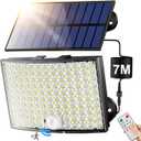 COOLNIGHT Solar Motion Lights Outdoor, [268LED/7M/5 Modes/Remote] Luces Solares para Exteriores, IP65 Solar Flood Lights Outdoor for Yard,Doorway,Porch,Shed,Garage[1PCS]