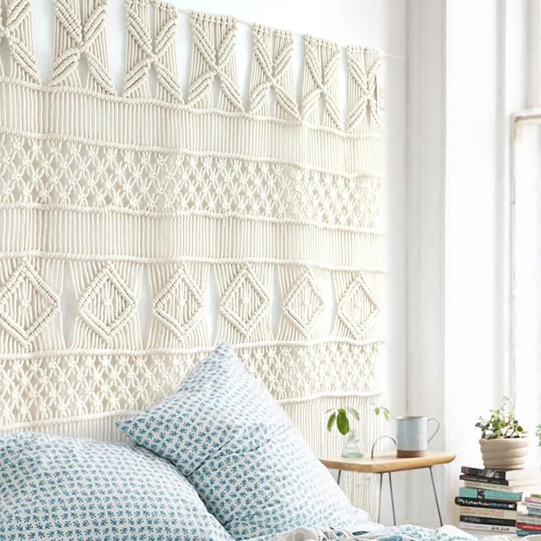 Macrame Wall Hanging Macrame Curtains Boho Door Curtain Panels Handmade Wall Art Home Wall Dcor,52"x 57"