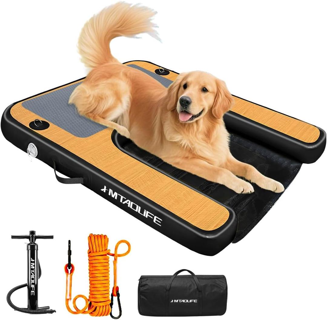 Inflatable Dog Boat Ramp Water Ramp for Pool, Float Floating Dog Ramps with Anti-Slip EVA for Lakes, Boats, Docks  47"L x 39"W x 4"H
