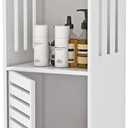 POBOMULI Small Bathroom Storage Cabinet, 4-Tier Narrow Bath Organizers with Door and Open Shelf for Toilet Bathroom Small Spaces, White