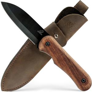 BeaverCraft Bushcraft Knife Full Tang - Camping Bush Knife with Sheath, Carbon Steel, Small EDC Fixed Blade, Outdoors Gift for Men | BSH5 Shadow