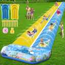 VEEST 33 FT Extra Long Water Slides for Kids Adults, Giant Double Lawn Water Slip Heavy Duty with 2 Bodyboards, Summer Water Slides Toys with Crash Pad for Backyard Outdoor