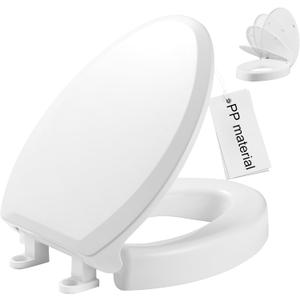 Angol Shiold 3 Inch Raised Toilet Seat, Elongated Toilet Seat Cover with Slow Close Lid, Non-Slip Stable Elevated Toilet Seat,White