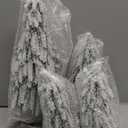 4pcs Mini Christmas Tree Small Separate Spray Snow Christmas Tree with Wooden Bases for Tabletop Winter Village Holiday Decorations