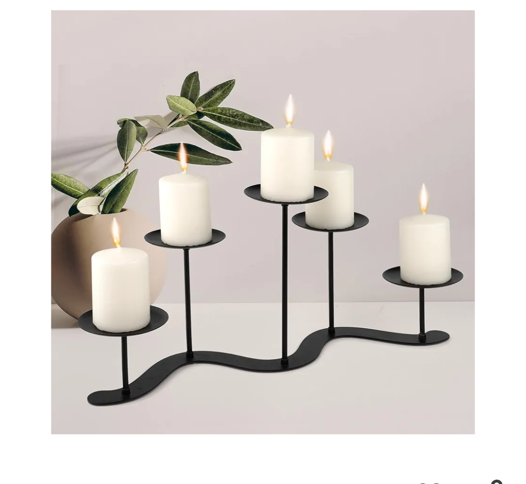 Fireplace Candle Holder for Home Decor: 17 inch Candle Stand for Indoor Dining Living Room  Black Metal Pillar Candelabra for Outdoor Wedding Party  Advent Halloween Christmas