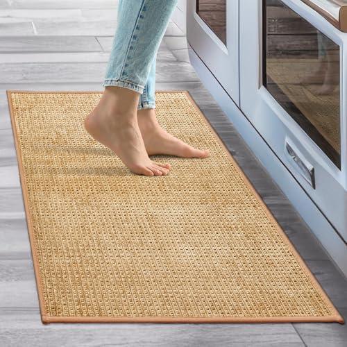 Tyrot Kitchen Rugs and Mats Non Slip Washable Non Skid Rubber Floor Mat for Standing, Front of Sink, Entrance, Laundry - Absorbent, 20"x32", Beige