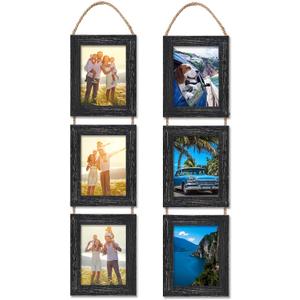 5x7 Wall Hanging Picture Frames Collage with 3 Opening Frames Black 2 Pack