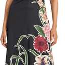 Maggy London Women's Dresses Women's Sleeveless Mock Neck Maxi Dress - Elegant Floral Print for Wedding Guest - Versatile Formal Dresses, Black/Persian Red, 12