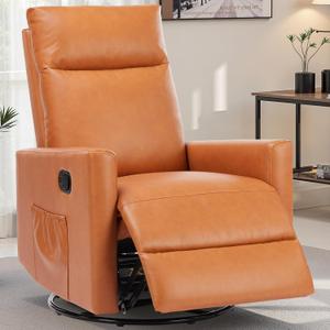 Smug Swivel Rocking Recliner Chair with Extra Large Footrest High Back, Upholstered Glider Nursery Chair for Living Room, Bedroom & Nursery, Comfortable Deep Seating for Relaxation, Brown Seating