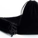 Tendwarm 20 Pcs 5.9x7.8 Inches Black Velvet Bags With Drawstring Candy Jewelry Pouch Bags Christmas Wedding Favors