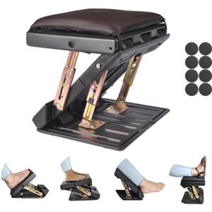 Foot Rest for Under Desk at Work 4-Level Height Adjustable, Ergonomic Foldable Footrest for Office, Gaming,Computer, Soft & Removable Pad Desk Foot Stool Suitable for All Seasons(Brown)