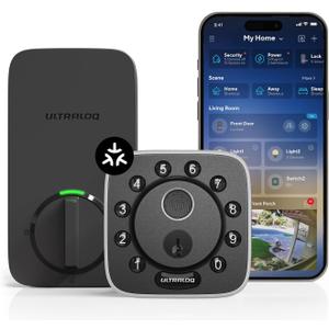 ULTRALOQ 2025 Upgrade Bolt Fingerprint Matter Smart Lock, Fingerprint Keyless Entry Door Lock, Works with Apple Home, Alexa, Google, SmartThings, IFTTT, Built in Matter Over Thread, BHMA Grade AAA