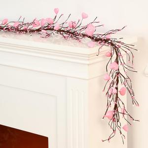 Valentine's Day Garland with 30 Fairy Lights 4.5ft Pip Berry Cherry Blossom Garland LED Christmas Lights for Valentine's Day Wedding Party (Pink)