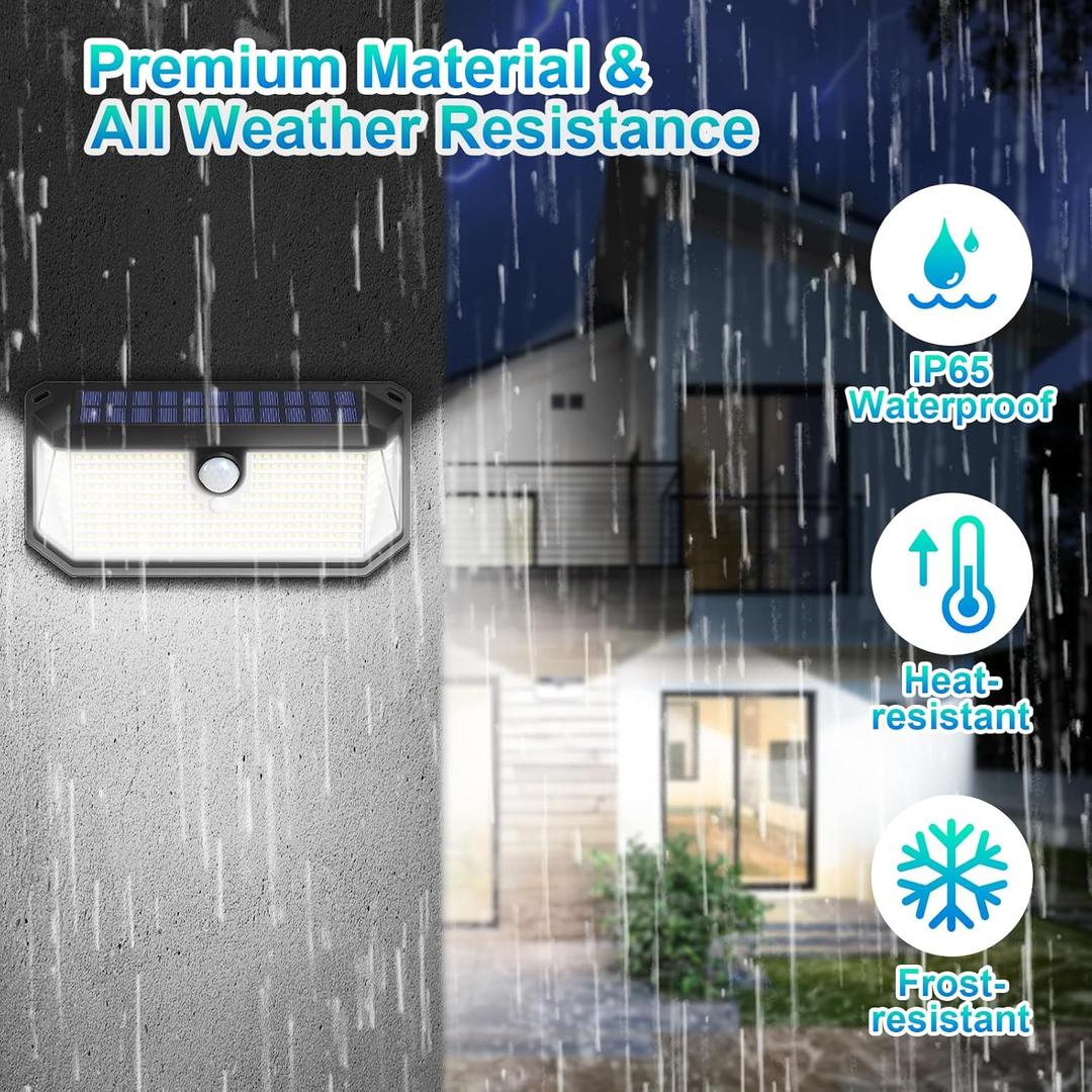 Solar Outdoor Lights, 4000LM 388 LEDs Motion Sensor Solar Powered Outdoor Light, IP65 Waterproof Exterior Flood Security Lights with 270 Wide Angle & 3 Modes for Patio Garage, 1-Pack (1-Pack)