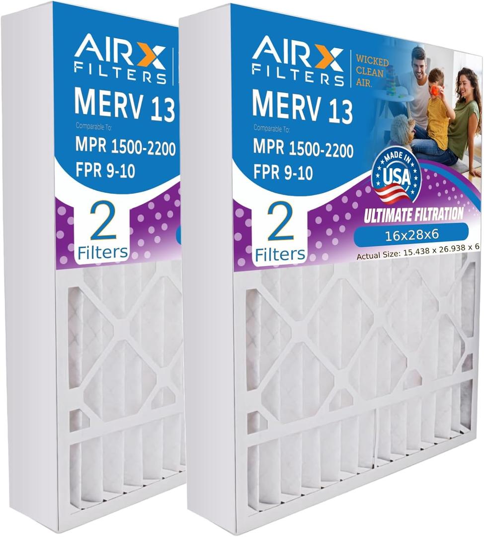 AIRX FILTERS WICKED CLEAN AIR. 16x28x6 Air Filter MERV 13 Compatible with Aprilaire 401 Furnace Filter 2 Pack