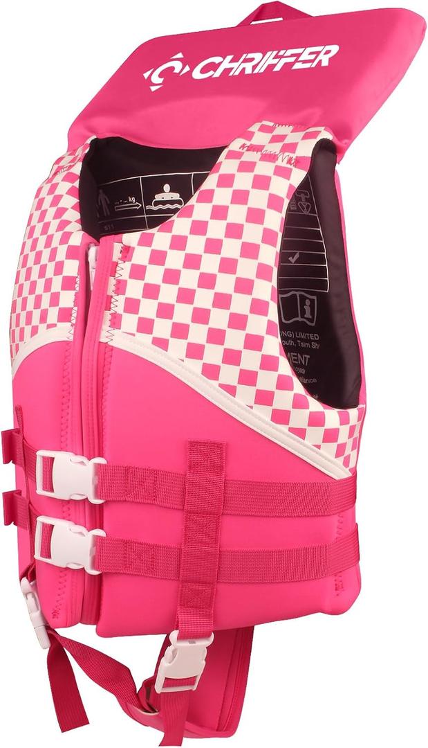 Chriffer Kids Swim Vest for 20-70 Pounds Boys and Girls, Easy On/Off Zipper, Swimming Toddler Floaties Jackets for 2, 3, 4, 5, 6, 7, 8 Years Old/Beach Pool Water Park (pink)