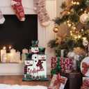 Christmas Decorations for Home Farmhouse Snowman Decoration Pinecones Merry Christmas Sign Iron Wooden Decorative Block Rustic Tabletop Xmas Party Holiday Dcor Indoor Outdoor