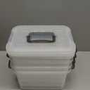 Citylife 4 Packs 6 QT Storage Bins with Lids Clear Plastic Bins with Grey Handle Stackable Storage Containers for Organizing