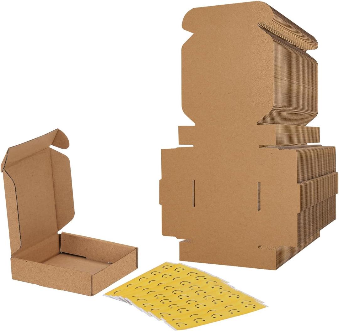 RLAVBL 4x4x1 Small Shipping Boxes Set of 50, Brown Corrugated Cardboard Box for Packing, Mailing, Business