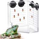Weysat Reptile Corner Hunting Bowl, Transparent Acrylic Reptile Feeder Box with 4 Suction Cups, Tank and Aquarium Accessories for Lizard Bearded Dragon Chameleon Gecko Frog, 3.9 x 3.9 x 6.1 Inches