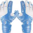 Sportout Youth&Adult Goalie Goalkeeper Gloves, Strong Grip for The Toughest Saves, with Finger Spines to Give Splendid Protection to Prevent Injuries 3 Colors (Blue, 9)