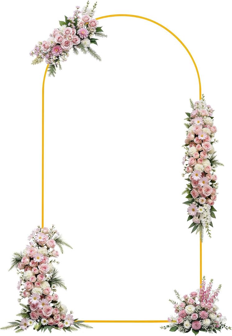 Wedding Arch Backdrop Stand, 7.2FT Gold Metal Arch Backdrop Stand for Wedding Bridal, Baby Shower, Photo Booth, Birthday Party, Garden Balloon Arch Decoration(Gold-7.2FT)