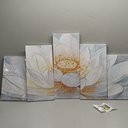 KREATIVE ARTS Large 5 Pieces Lotus Flower Blooming Wall Art Canvas Print Painting Modern Peaceful Still Life Artwork Zen Golden Floral Artwork for Meditation Room Decoration 60x32 Inches