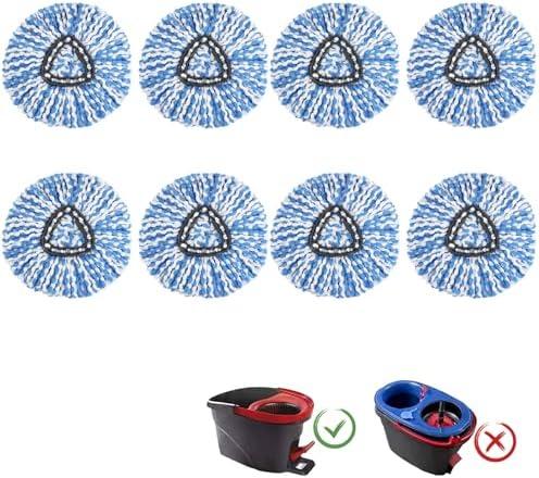 8 Pack Ocedar Mop Heads Replacements Compatible with O-Ceda Easywring Spin Mop-Microfiber Refill Easy Cleaning Mop Head Replacement for Home Office Floor Deep Cleaning, Blue