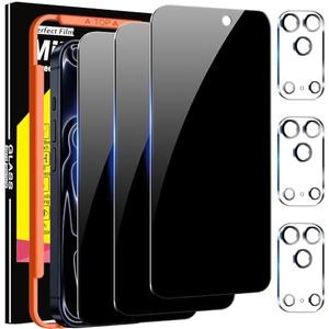 Milomdoi 3 Pack Privacy Screen Protector for iPhone 17 Pro Max [Phone Case Friendly] Accessories Private Film, 3 Pacs Tempered Glass Camera Lens Protector, with Mounting Frame for Apple Anti Spy,Black