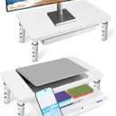 Monitor Riser, White Monitor Stand, Blocks To Raise TV Height, Solid Wood & Metal Computer Stand, Ergonomic TV Riser Blocks, 2 Pack, White, 14.5 Inches