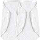 Yoofoss Hooded Baby Towels for Newborn 2 Pack 100% Muslin Organic Cotton Baby Bath Towel with Hood for Babies, Infant, Toddler and Kids, 32x32Inch, Soft and Absorbent Newborn Essential,White-2 Pack